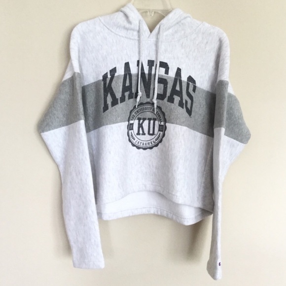 Champion Tops - CHAMPION NWT Kansas KU Jayhawks Crop Hoodie Medium